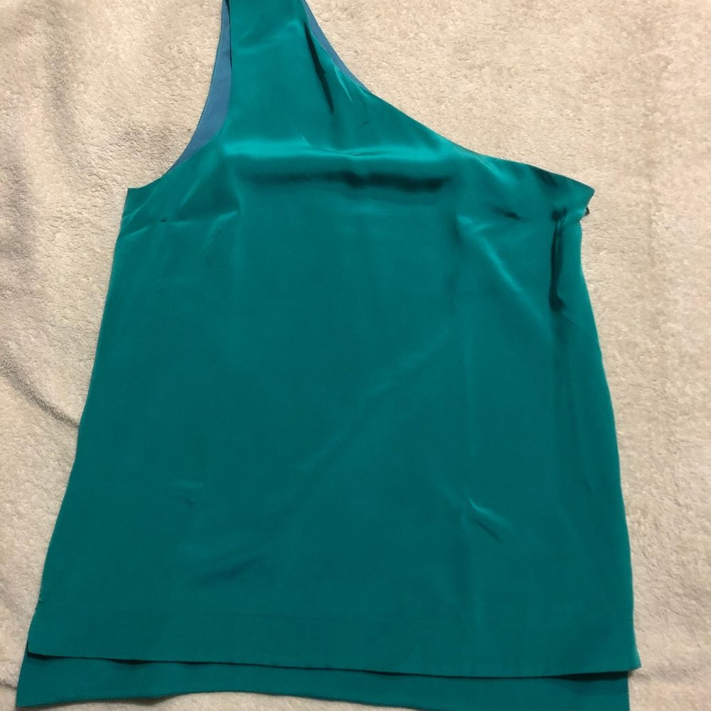 Tibi Teal one shoulder top